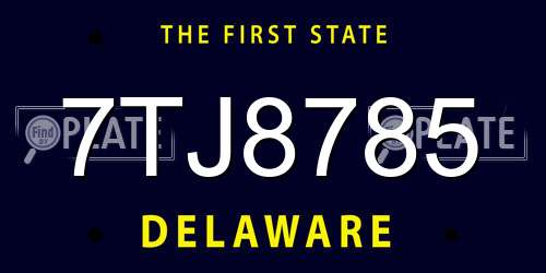 7TJ8785 Delaware License Plate