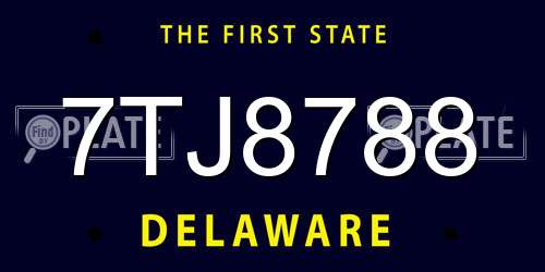 7TJ8788 Delaware License Plate