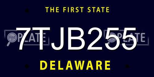 7TJB255 Delaware License Plate