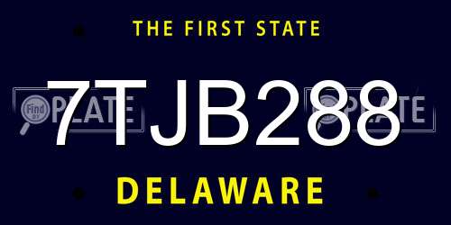 7TJB288 Delaware License Plate
