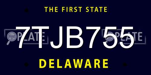 7TJB755 Delaware License Plate