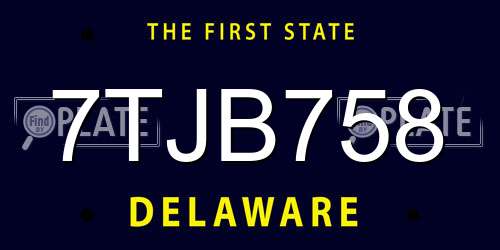 7TJB758 Delaware License Plate