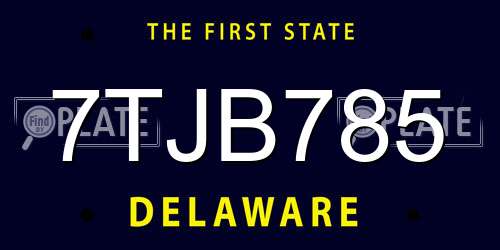 7TJB785 Delaware License Plate
