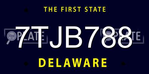 7TJB788 Delaware License Plate