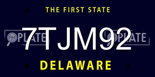 7TJM92 Delaware License Plate