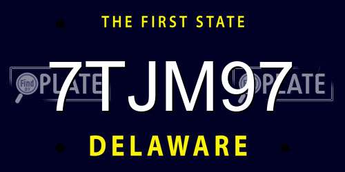 7TJM97 Delaware License Plate