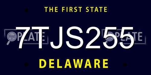 7TJS255 Delaware License Plate