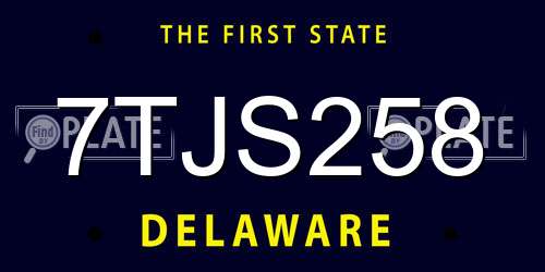 7TJS258 Delaware License Plate