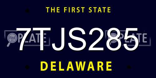 7TJS285 Delaware License Plate