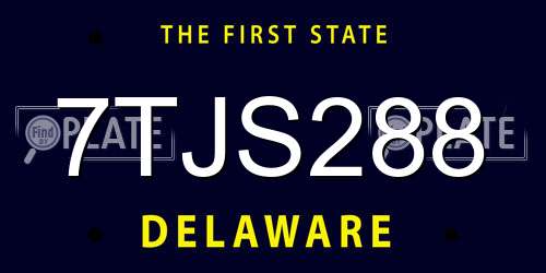 7TJS288 Delaware License Plate