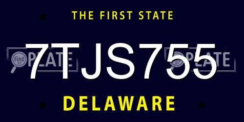 7TJS755 Delaware License Plate
