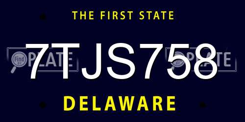 7TJS758 Delaware License Plate