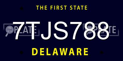 7TJS788 Delaware License Plate