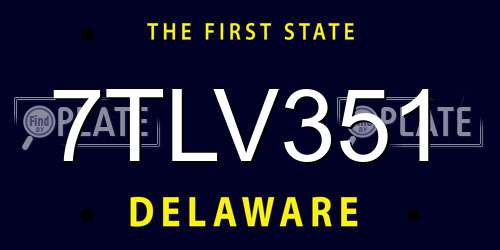7TLV351 Delaware License Plate