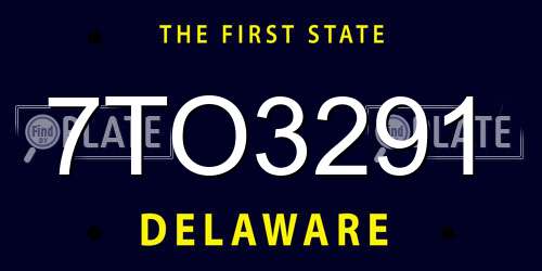 7TO3291 Delaware License Plate