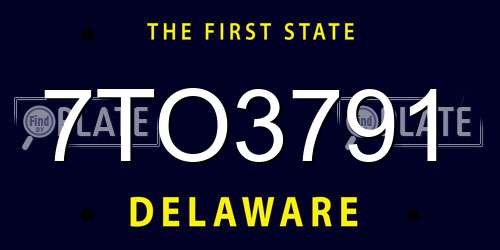 7TO3791 Delaware License Plate