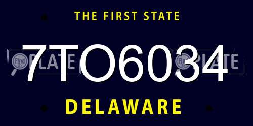 7TO6034 Delaware License Plate