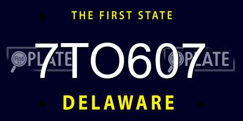 7TO607 Delaware License Plate