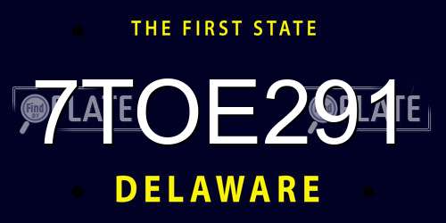 7TOE291 Delaware License Plate