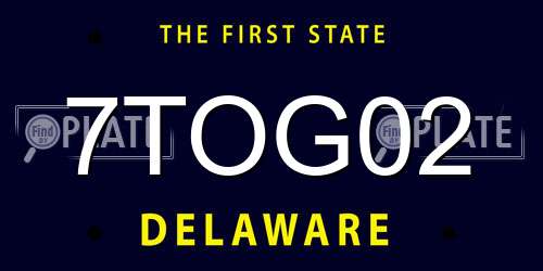 7TOG02 Delaware License Plate