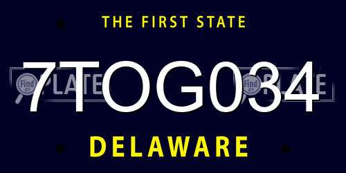 7TOG034 Delaware License Plate