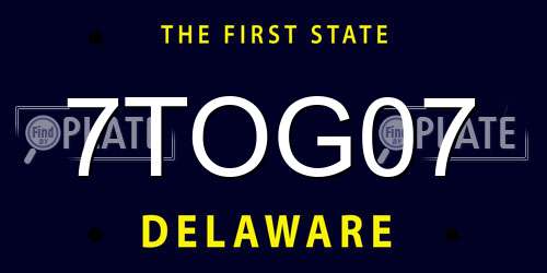 7TOG07 Delaware License Plate