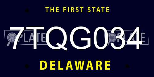 7TQG034 Delaware License Plate