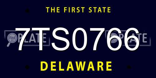 7TS0766 Delaware License Plate