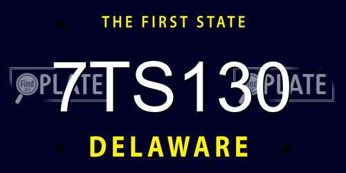 7TS130 Delaware License Plate
