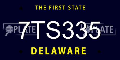 7TS335 Delaware License Plate