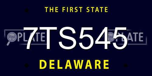 7TS545 Delaware License Plate