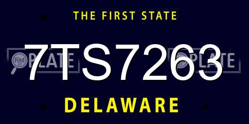7TS7263 Delaware License Plate