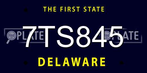 7TS845 Delaware License Plate