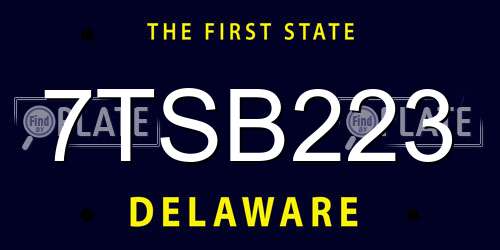 7TSB223 Delaware License Plate