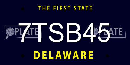 7TSB45 Delaware License Plate