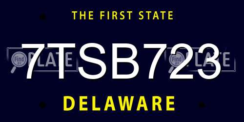 7TSB723 Delaware License Plate