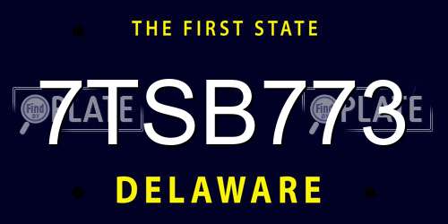 7TSB773 Delaware License Plate