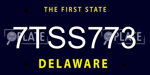 7TSS773 Delaware License Plate