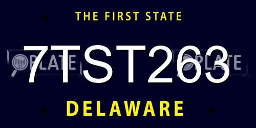 7TST263 Delaware License Plate