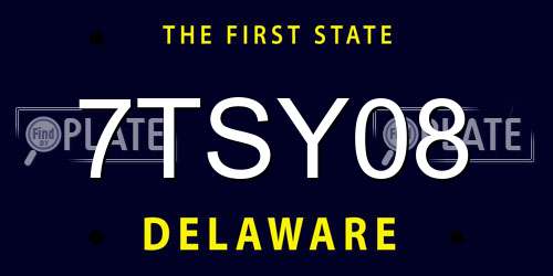 7TSY08 Delaware License Plate