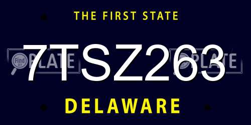 7TSZ263 Delaware License Plate