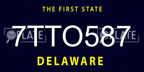 7TTO587 Delaware License Plate