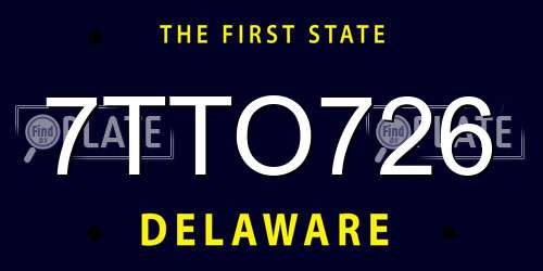 7TTO726 Delaware License Plate
