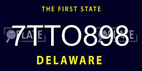 7TTO898 Delaware License Plate