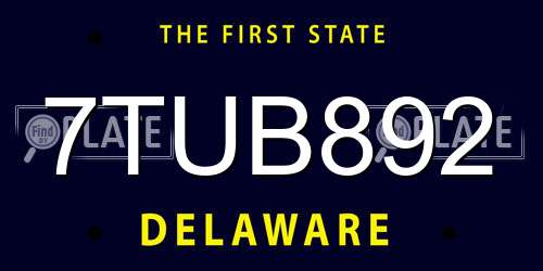 7TUB892 Delaware License Plate