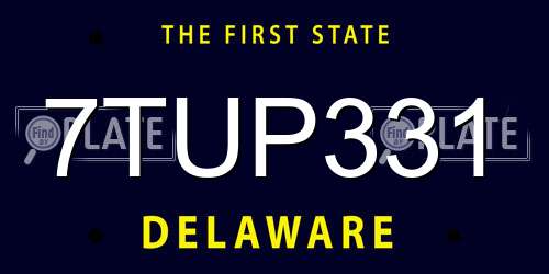 7TUP331 Delaware License Plate