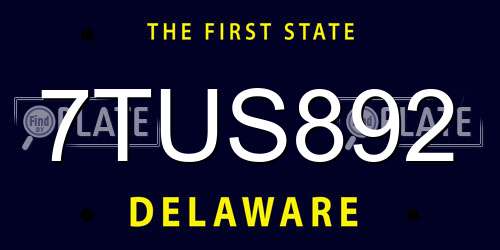 7TUS892 Delaware License Plate