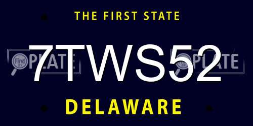 7TWS52 Delaware License Plate