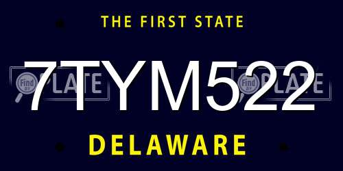 7TYM522 Delaware License Plate