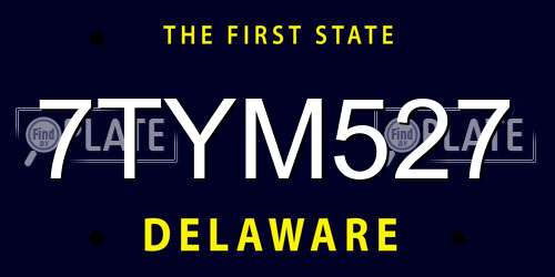 7TYM527 Delaware License Plate
